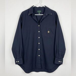 Lauren Ralph Lauren Black Button-Down Shirt with Crest